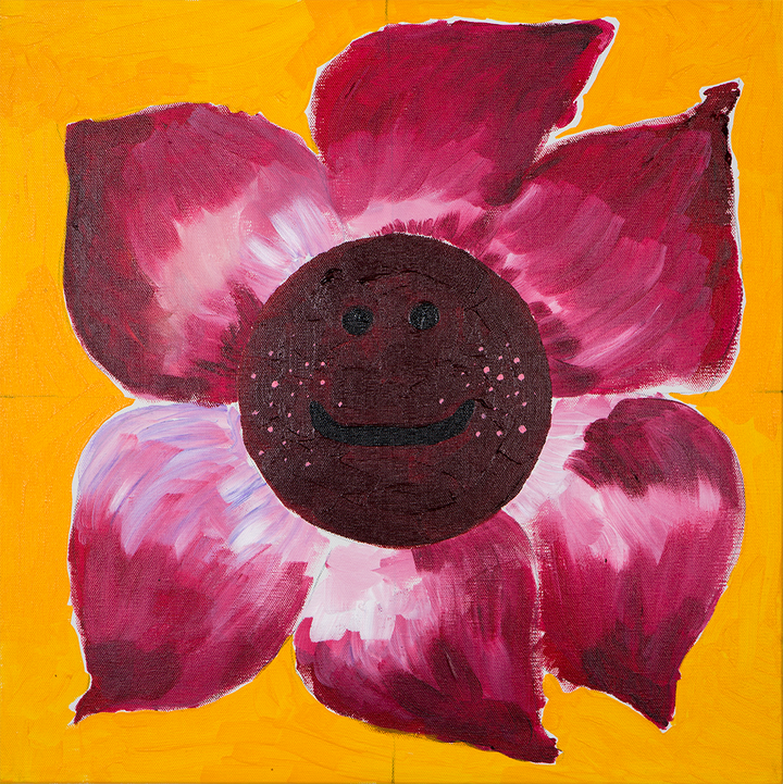 Mark Gonzales  fat pink flower, 2017